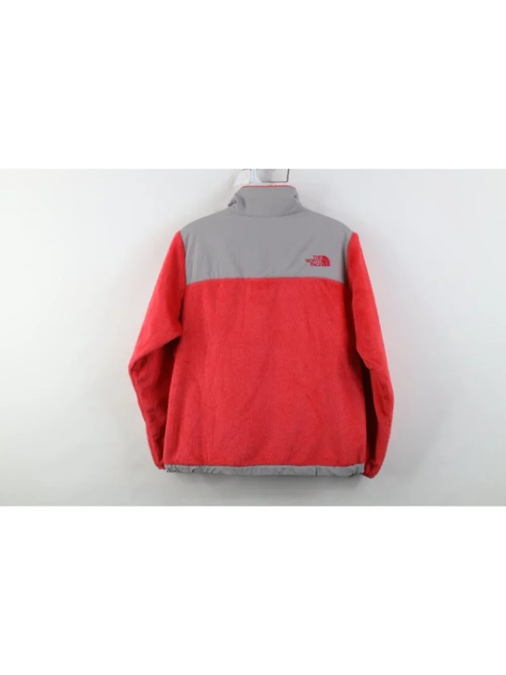 Vtg Y2K The North Face Girls Large Spell Out Shag Fleece Full Zip Jacket Pink